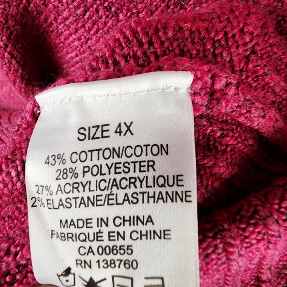 Penningtons Hot Pink Slub Cardigan Jewel Buttons Size  4X New - Picture 4 of 14